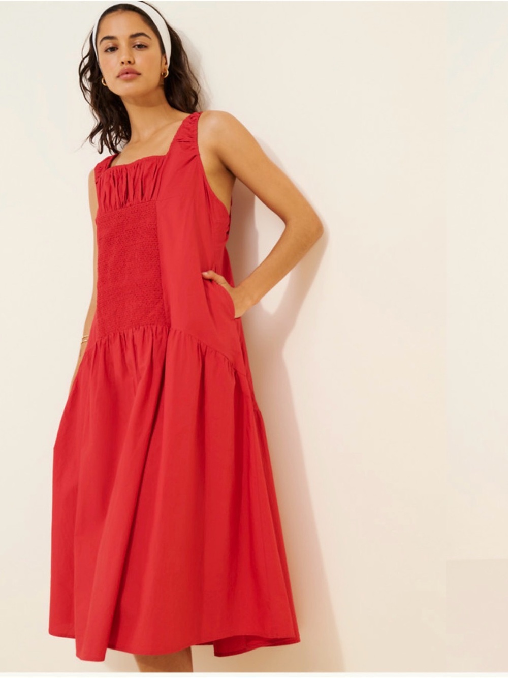 Anthropologie Celandine smocked open back midi dress
